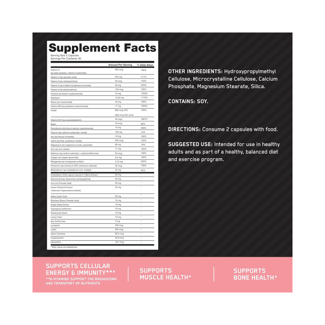 Optimum Nutrition Multivitamínico para Mujer 60 Cápsulas