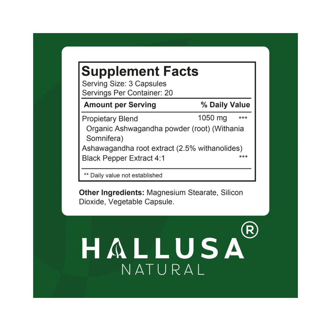 Ashwagandha + Black Pepper - 60 cápsulas